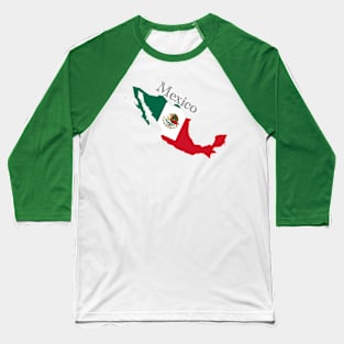 Mexican Map and Fkag Baseball T-Shirt